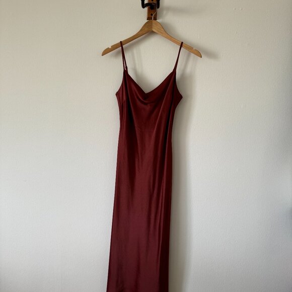 Express Satin Slip Dress Bias Cut Cowl Neck - Picture 5 of 7